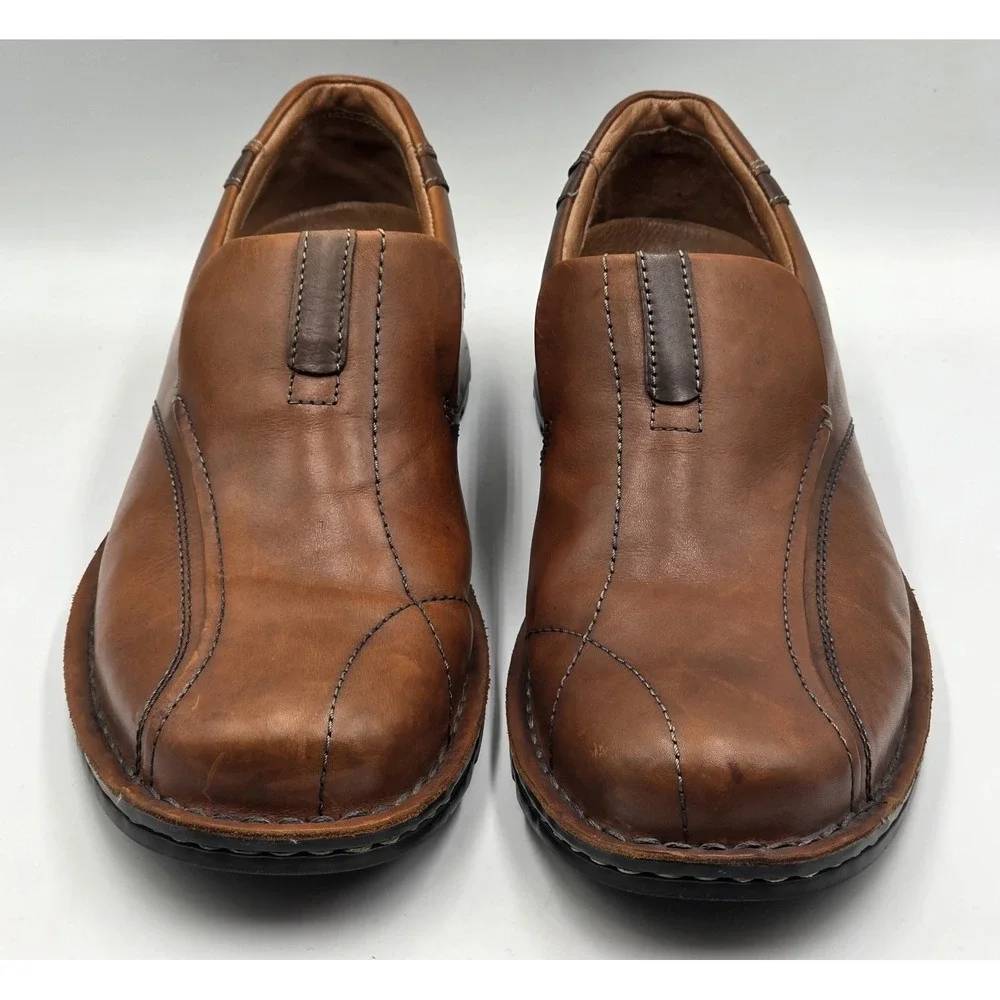 Clarks Escalade 70846 Mens 12M Brown Leather Slip On Loafers Comfort Dress Shoes